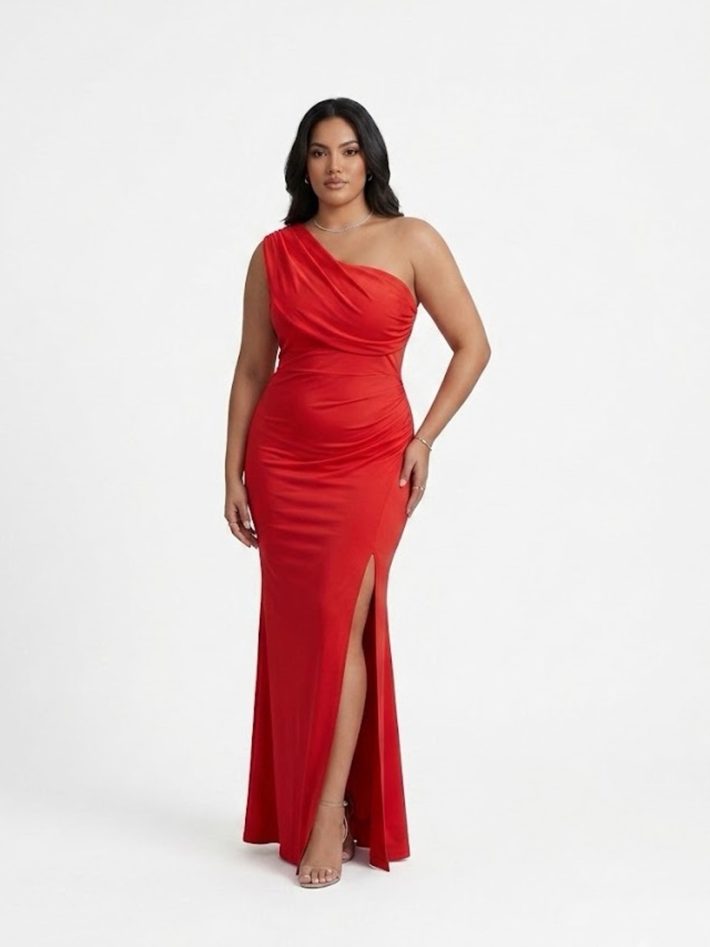 Red One-Shoulder Evening Gown dress , brand new for gala or evening events XL